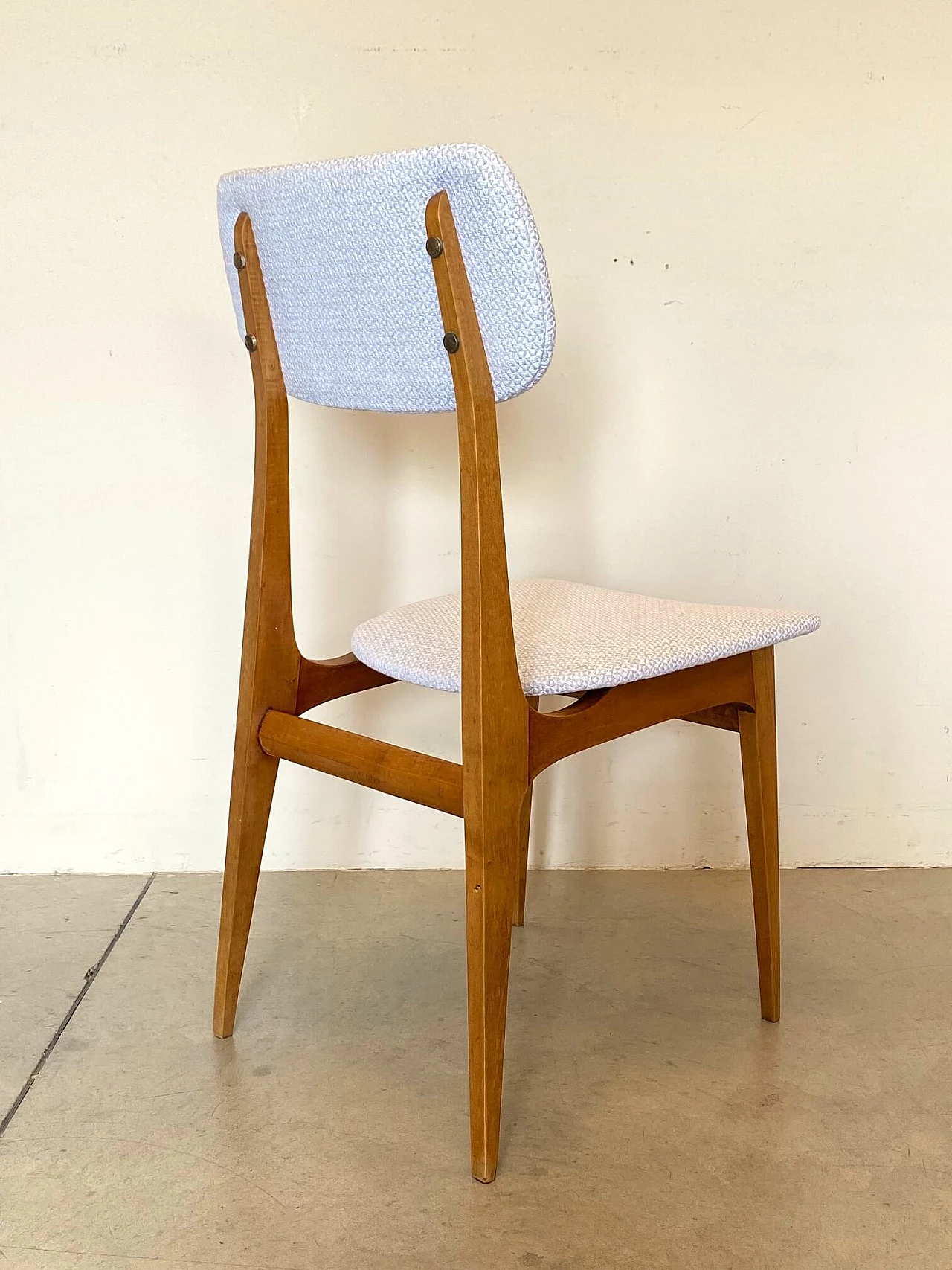 6 Beech dining chairs with cotton seats, 60s 1255450