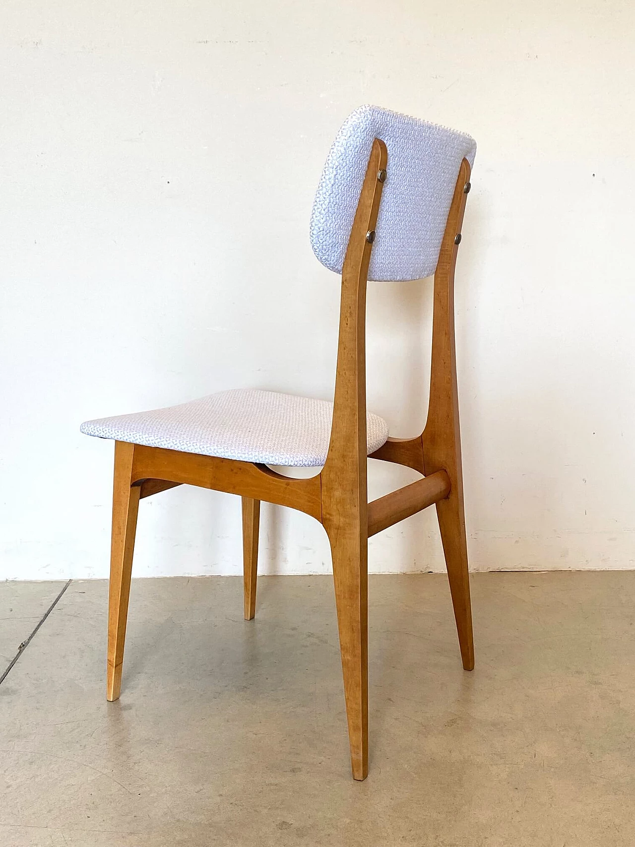6 Beech dining chairs with cotton seats, 60s 1255452