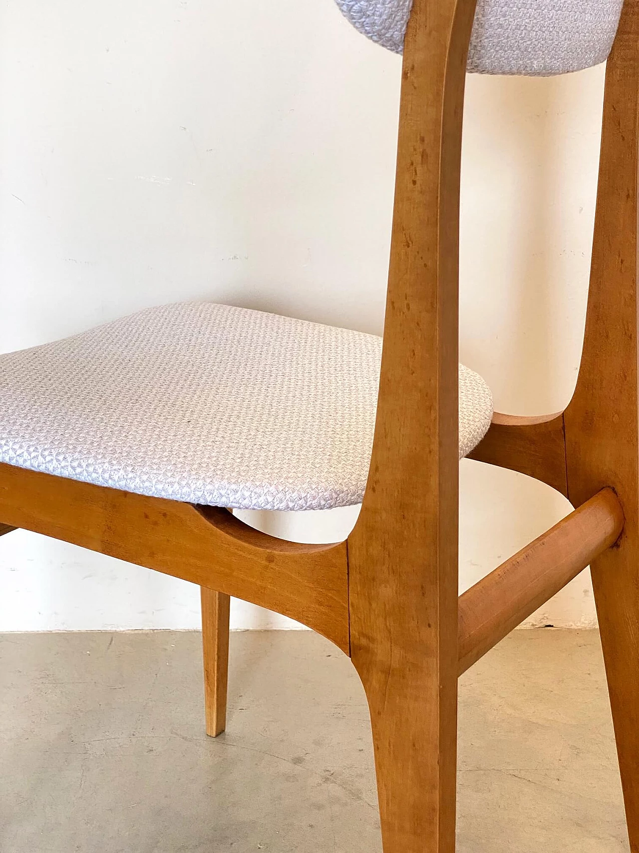 6 Beech dining chairs with cotton seats, 60s 1255453