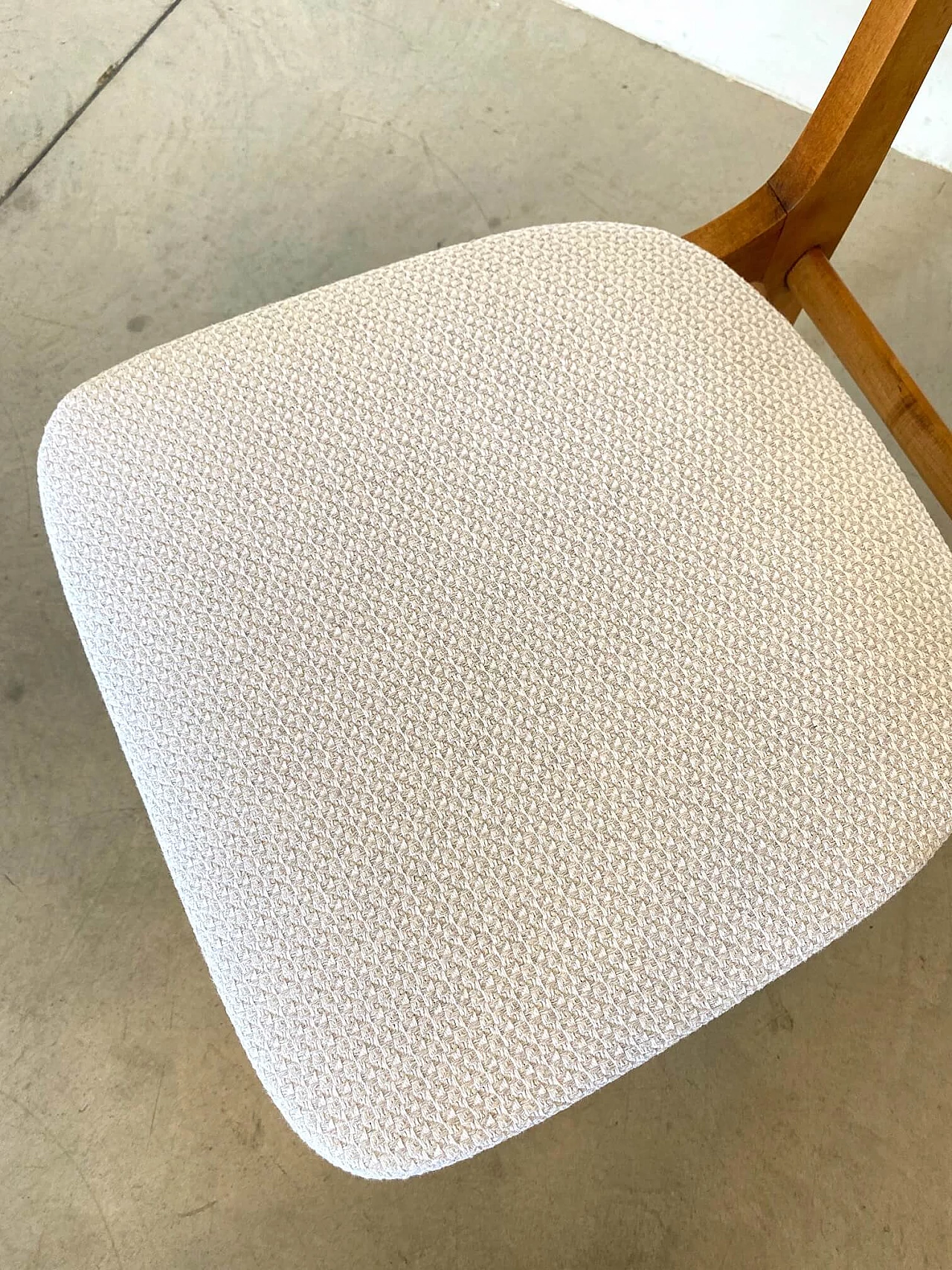 6 Beech dining chairs with cotton seats, 60s 1255456