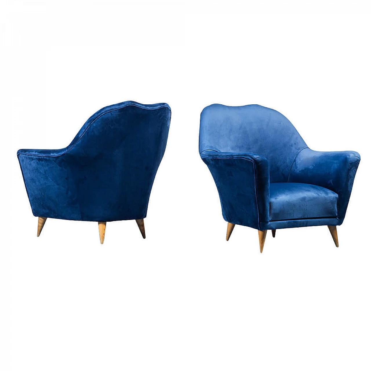 Pair of velvet armchairs by Ico Parisi, 1950s 1255495