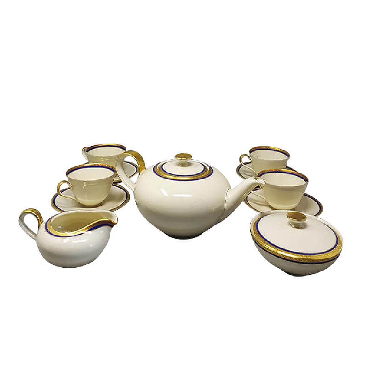 Coffee or tea set in white, blue and gold Bavaria Porcelain, 50s 1255630