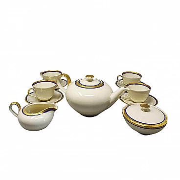 Coffee or tea set in white, blue and gold Bavaria Porcelain, 50s
