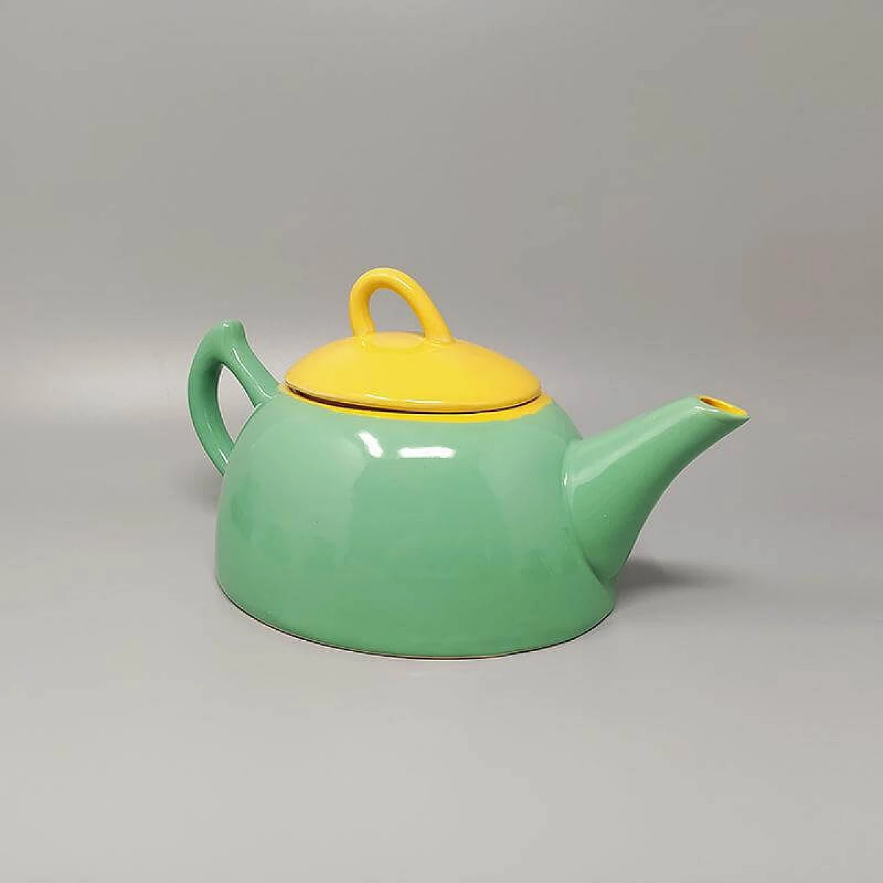 Servizio da tè o caffè verde e giallo in ceramica di Naj Oleari, anni '80 1255693