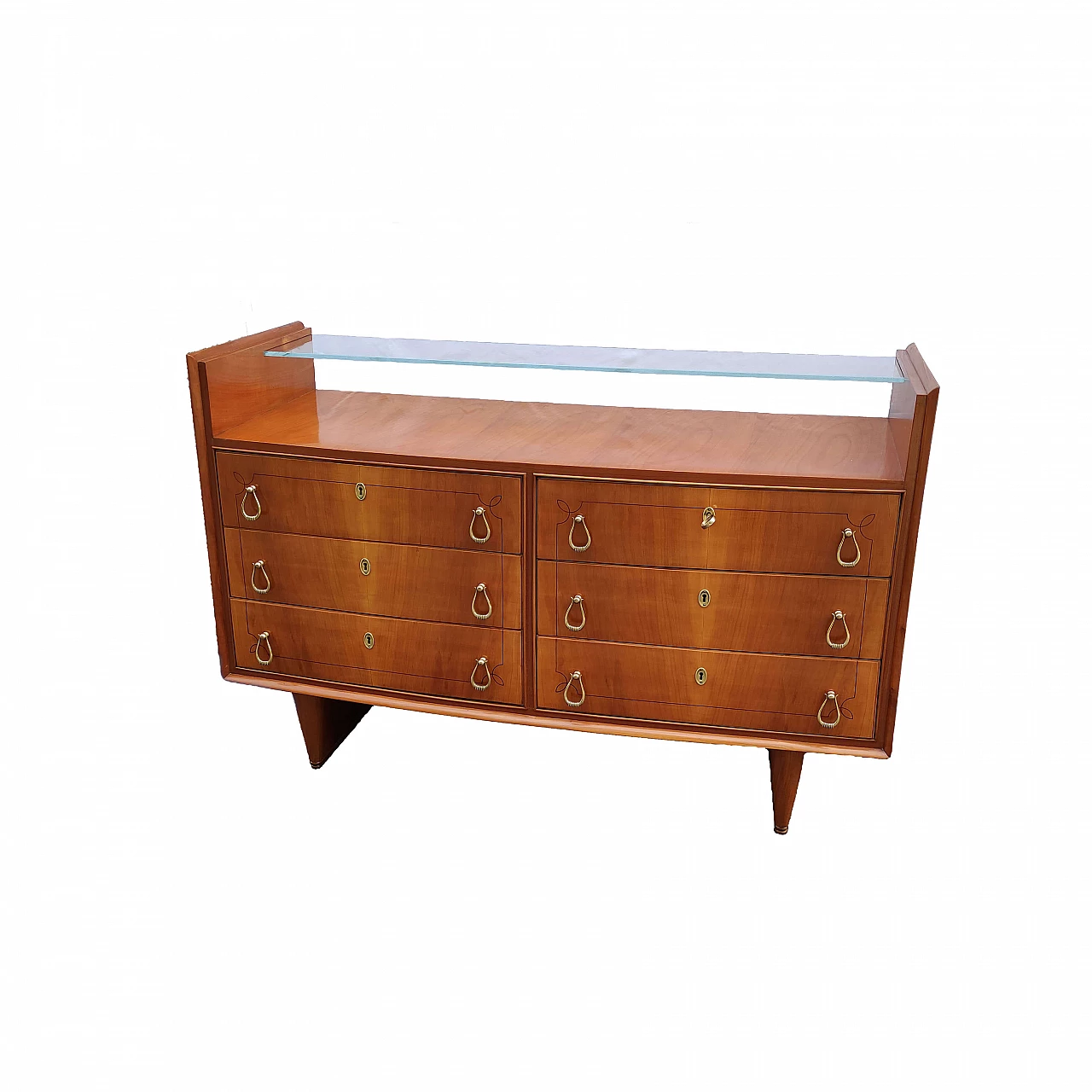 Cassettiera impiallacciata in legno di ciliegio, anni '50 1255755