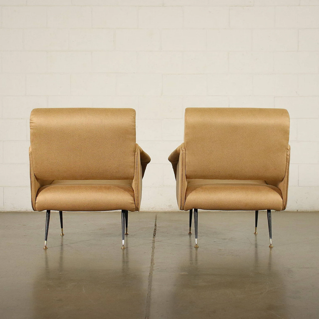 Pair of armchairs in leatherette, 50s 1255771