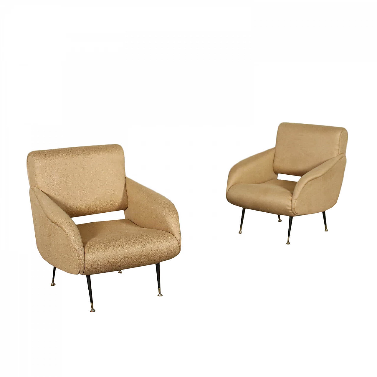 Pair of armchairs in leatherette, 50s 1255773