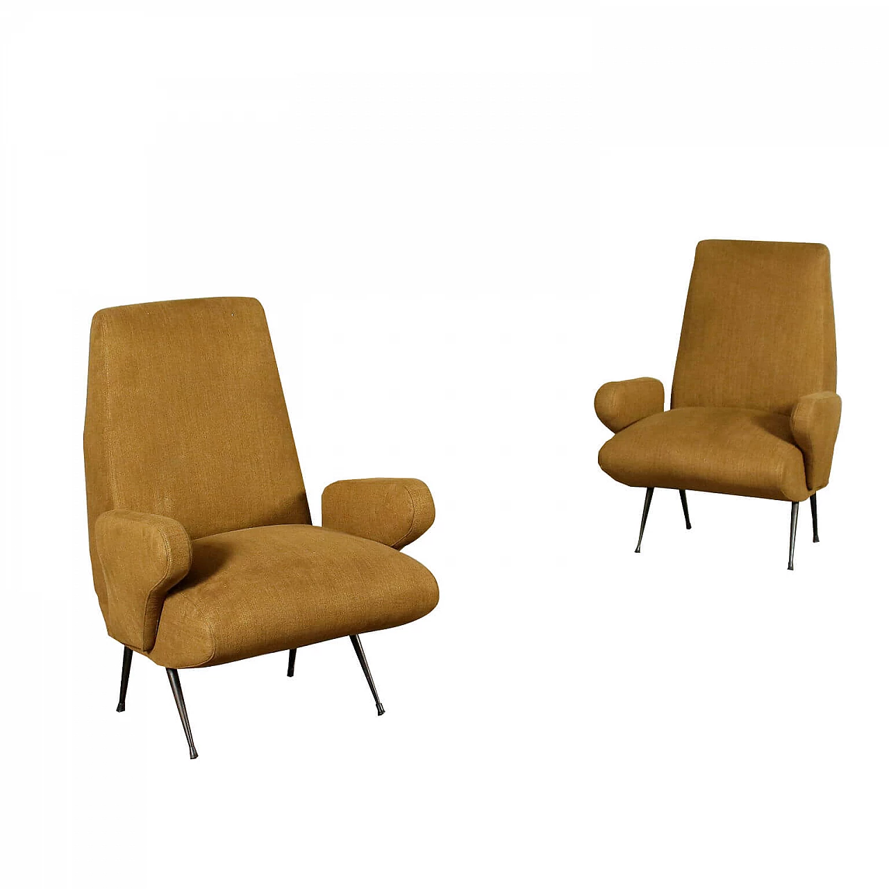 Pair of armchairs in fabric and metal by Nino Zoncada, 50s 1255866