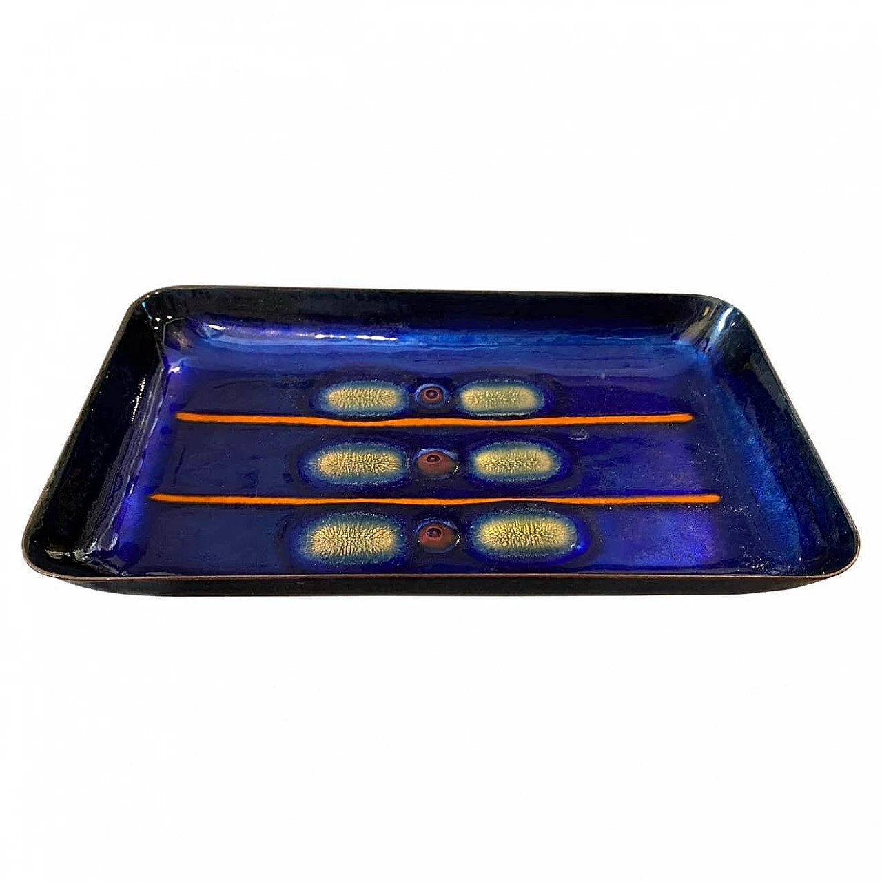 Modernist tray in hand-painted and enameled copper by Laurana, 60s 1255889