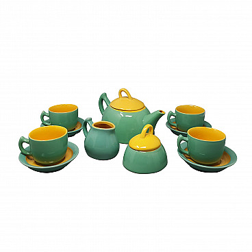 Green and yellow ceramic tea or coffee set by Naj Oleari, 80s