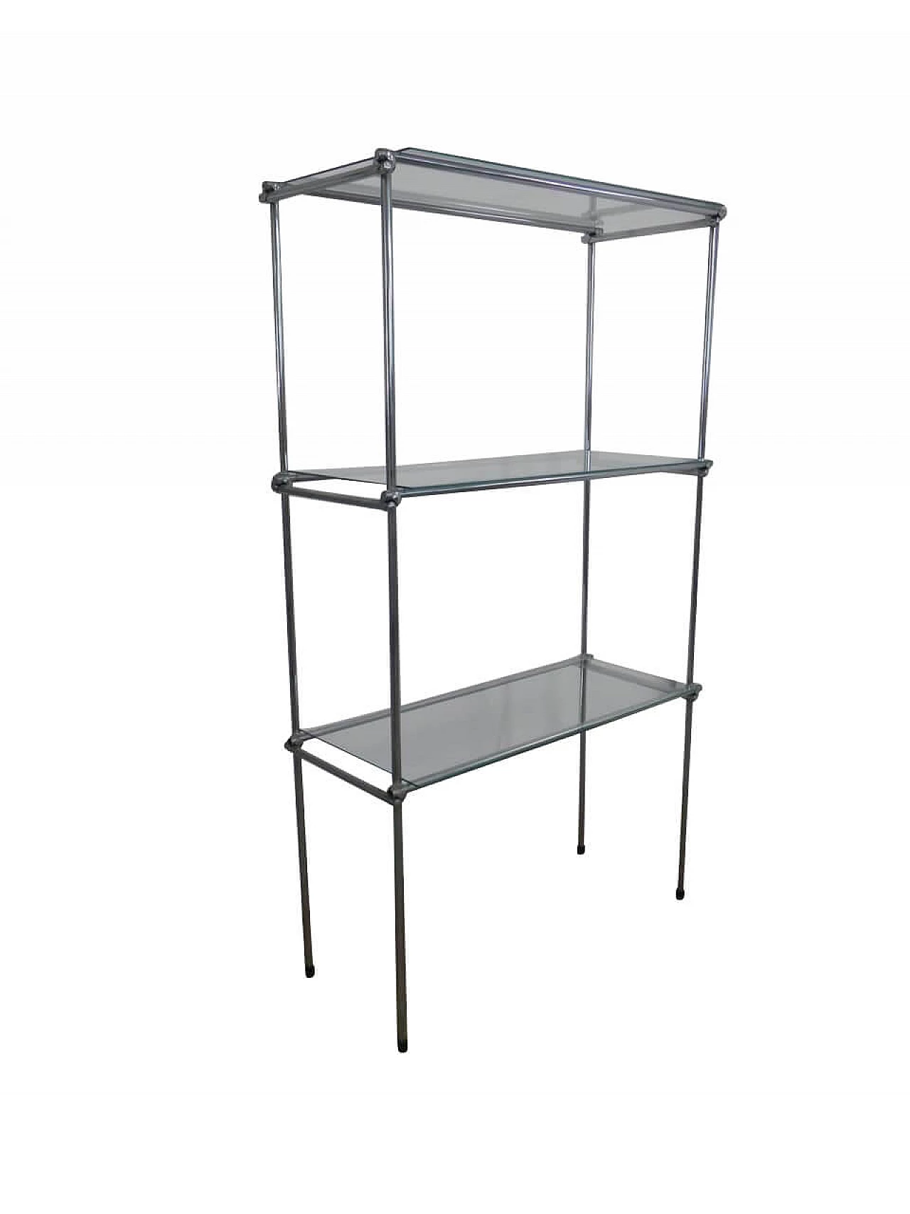 Metal bookcase with 3 glass shelves, 70s 1256173