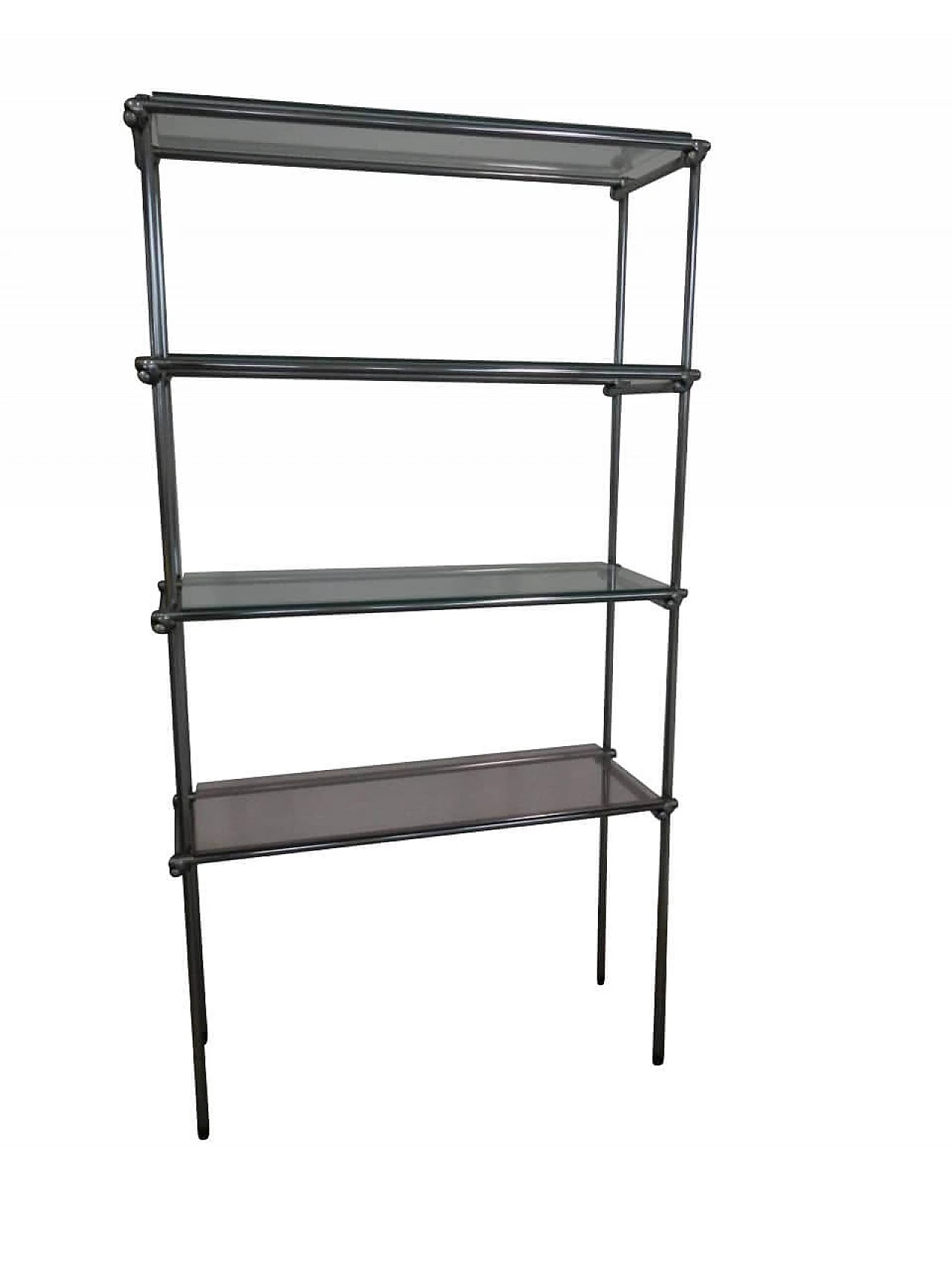 Metal bookcase with glass shelves, 70s 1256175