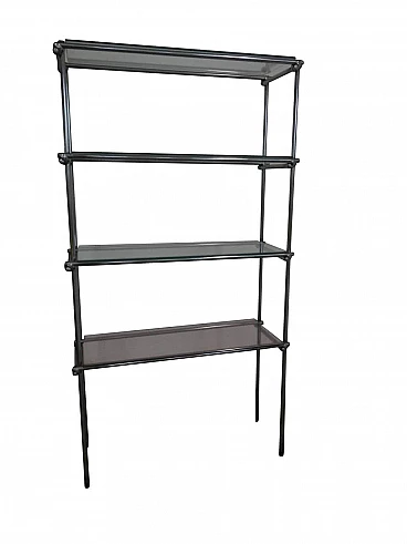 Metal bookcase with glass shelves, 70s