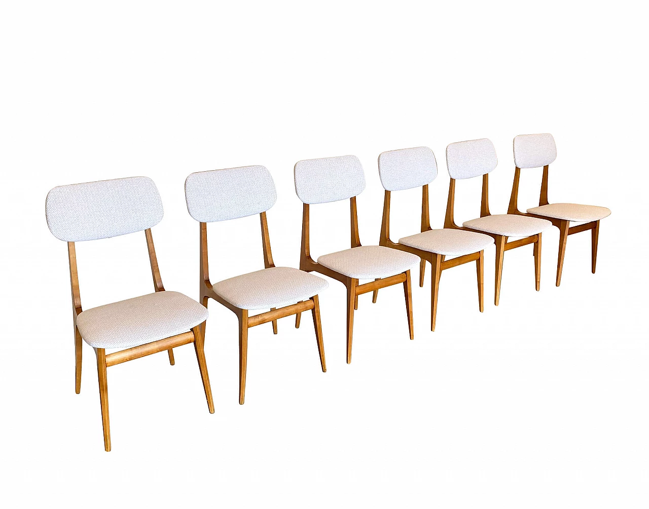 6 Beech dining chairs with cotton seats, 60s 1256213