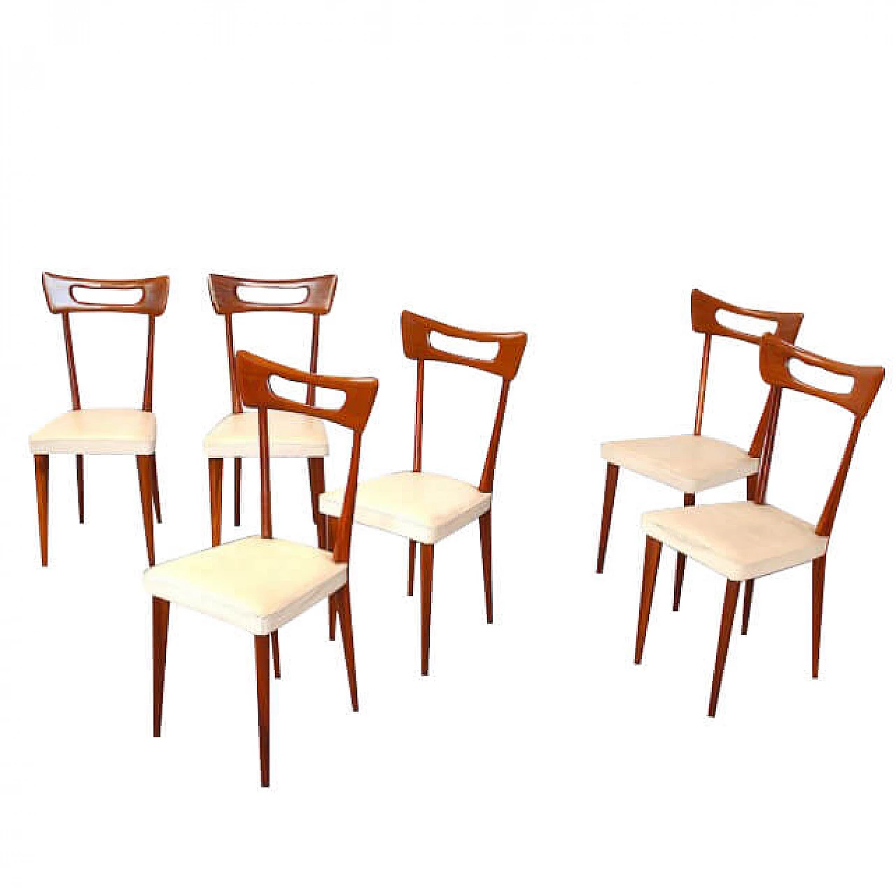 6 Chairs in vinyl and walnut in the style of Ico Parisi, 60s 1256215