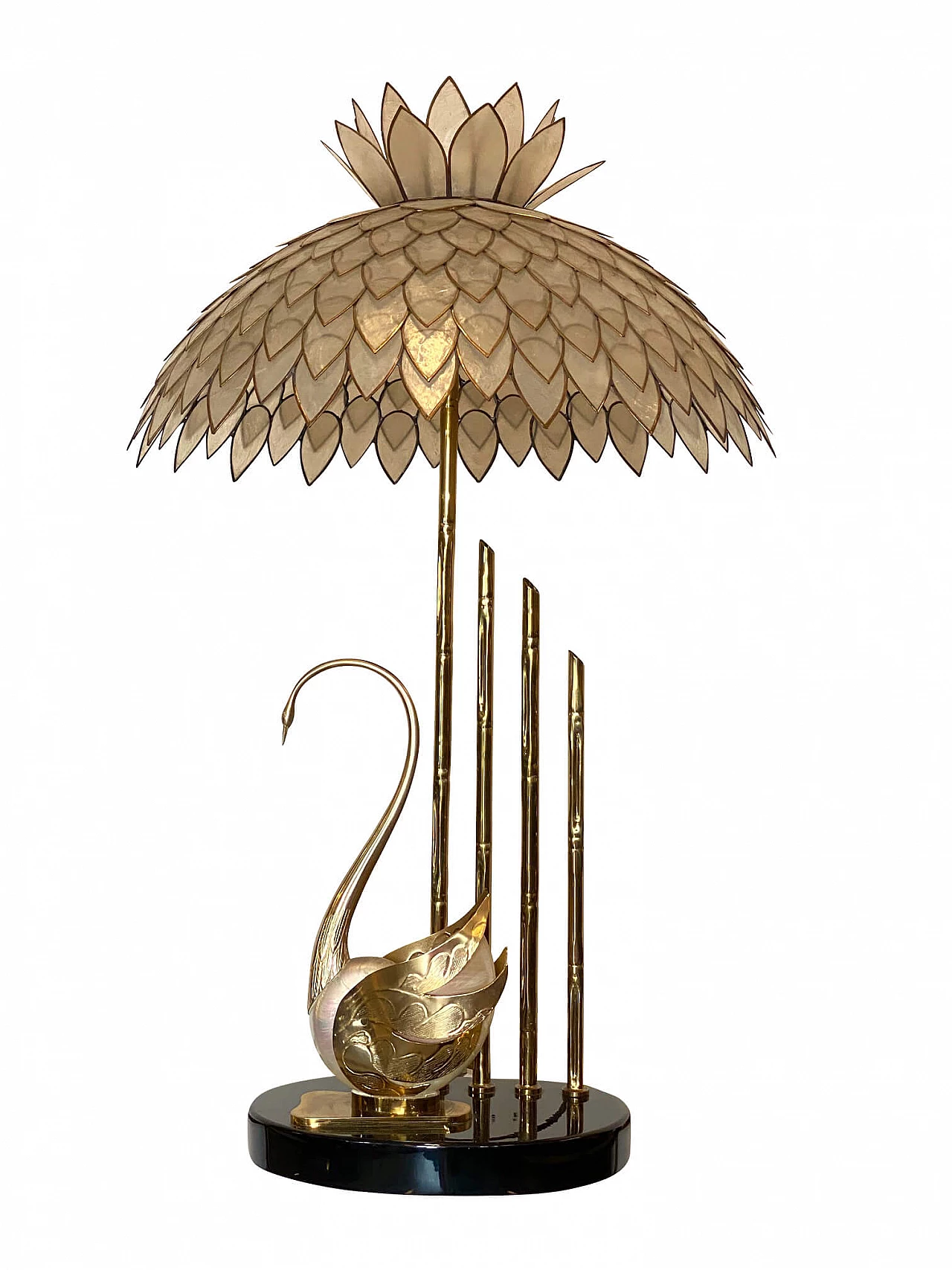 Mother-of-pearl and brass table lamp, 70s 1256217