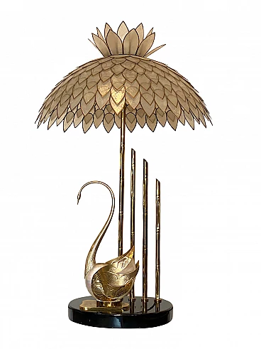 Mother-of-pearl and brass table lamp, 70s