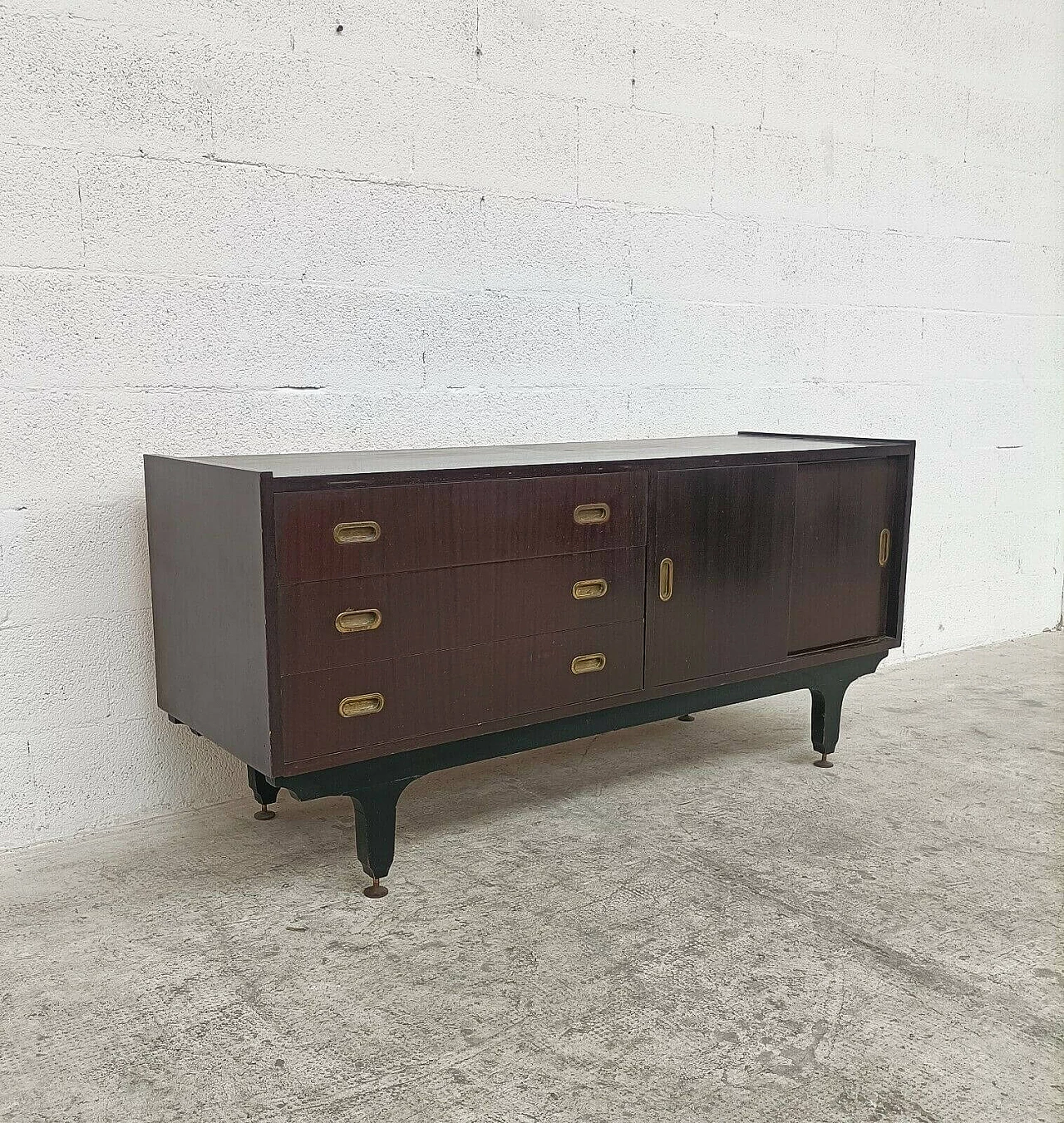 Sideboard in Scandinavian style with drawers and sliding doors, 60s 1256259