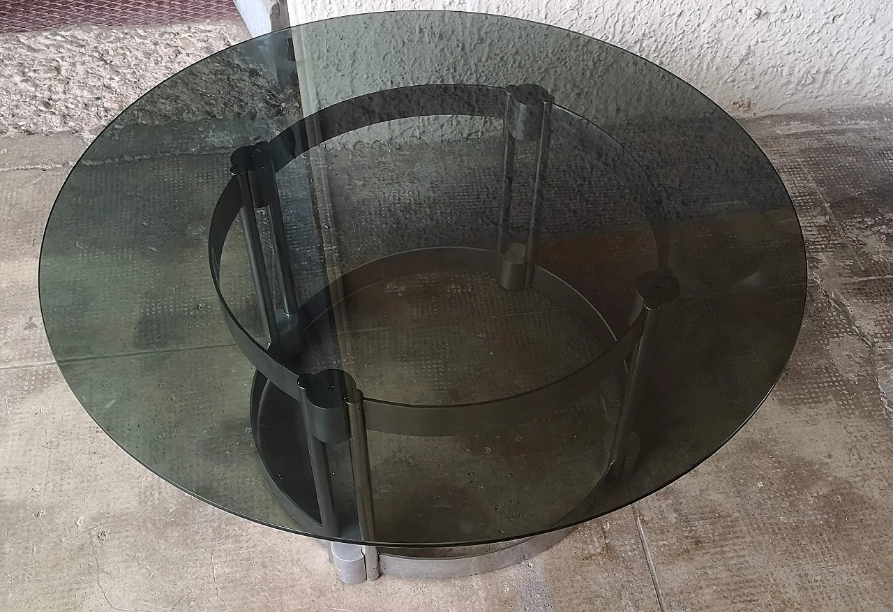 Coffee table with smoked glass top, 60s 1256485