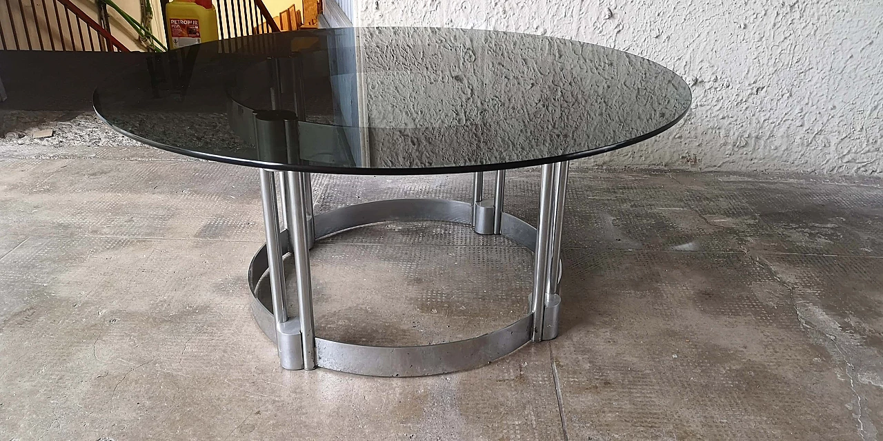 Coffee table with smoked glass top, 60s 1256486