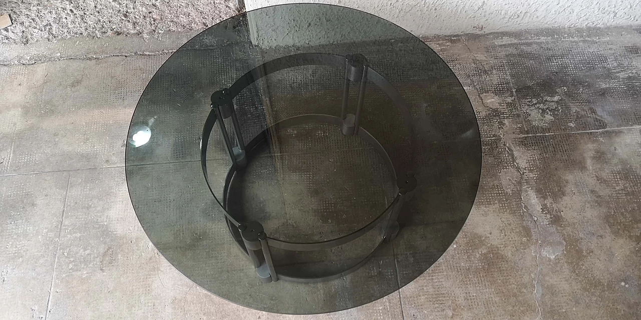 Coffee table with smoked glass top, 60s 1256487