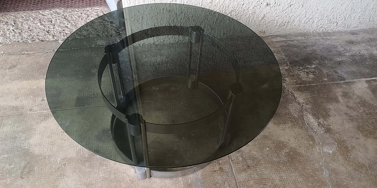 Coffee table with smoked glass top, 60s 1256489