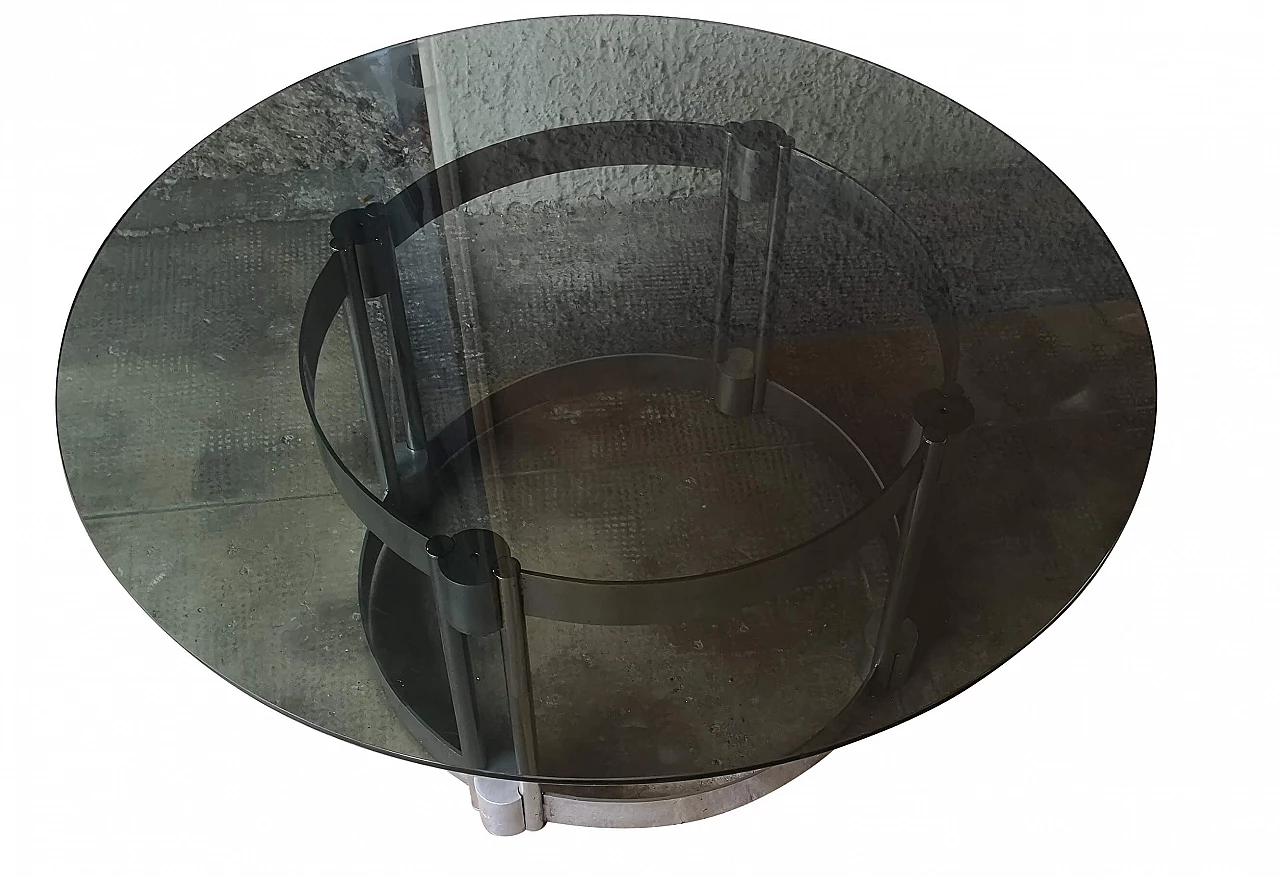 Coffee table with smoked glass top, 60s 1256525