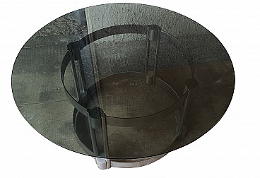 Coffee table with smoked glass top, 60s