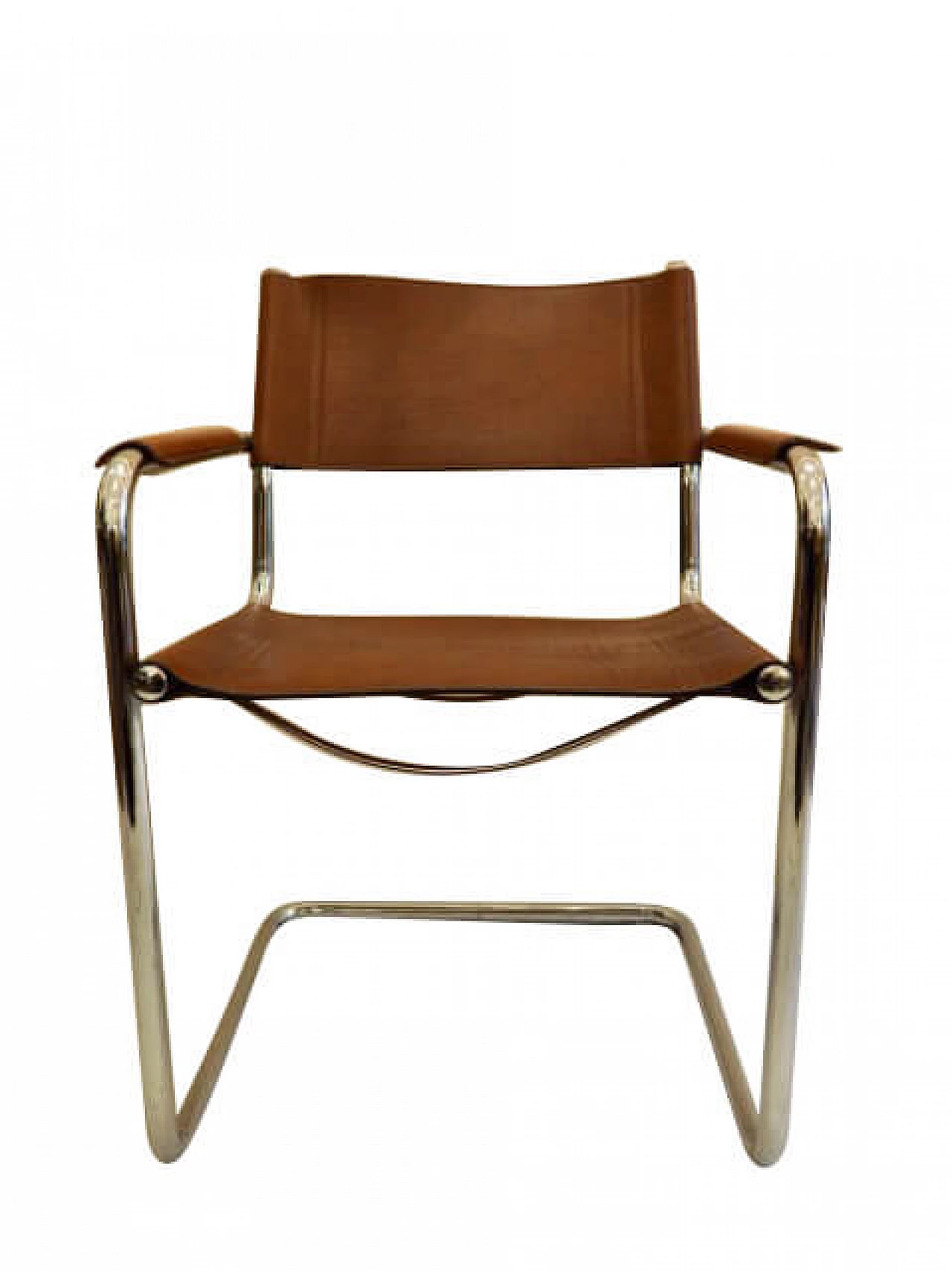 6 Chairs in steel and leather by Tito Agnoli for Unifor, 70s 1256535