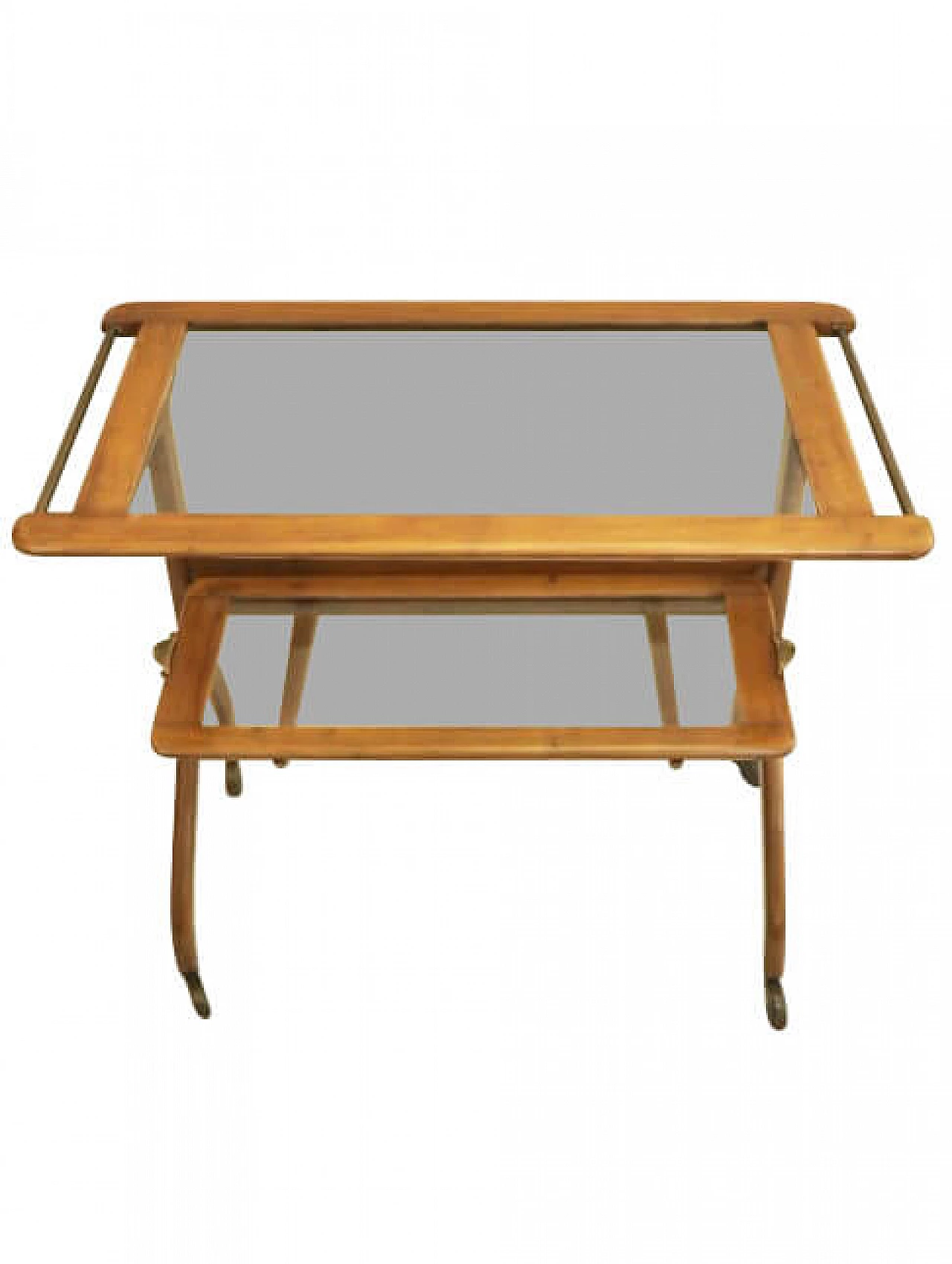 Trolley or TV stand in wood, brass and glass, 50s 1256654