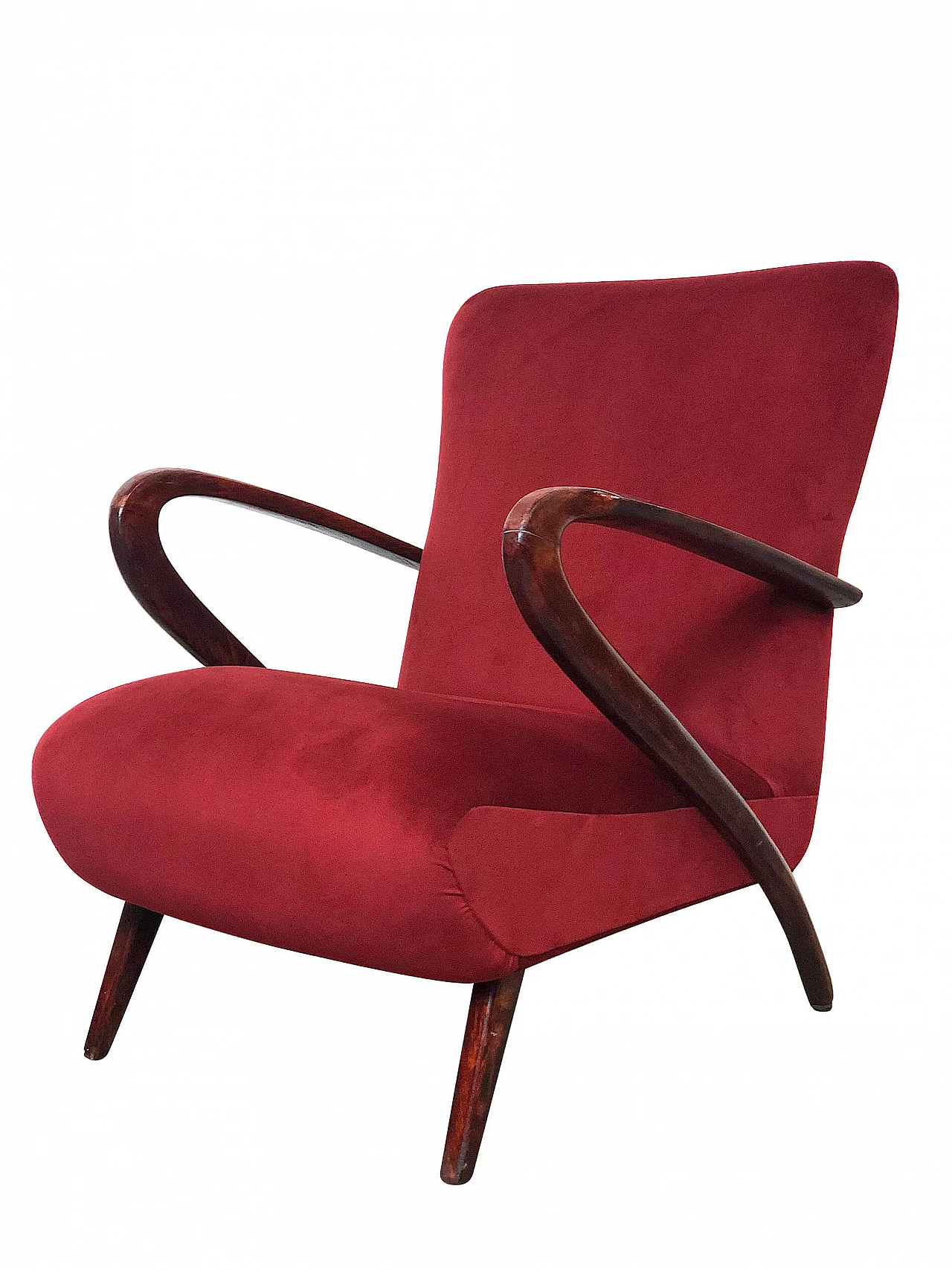 Bordeaux beech armchair in the style of Paolo Buffa, 50s 1256765