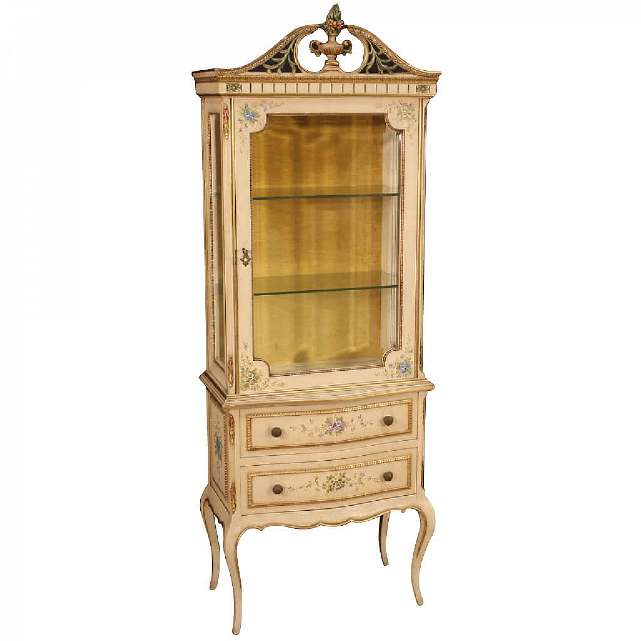 Bella vetrina veneziana laccata e dipinta, '900 1256773