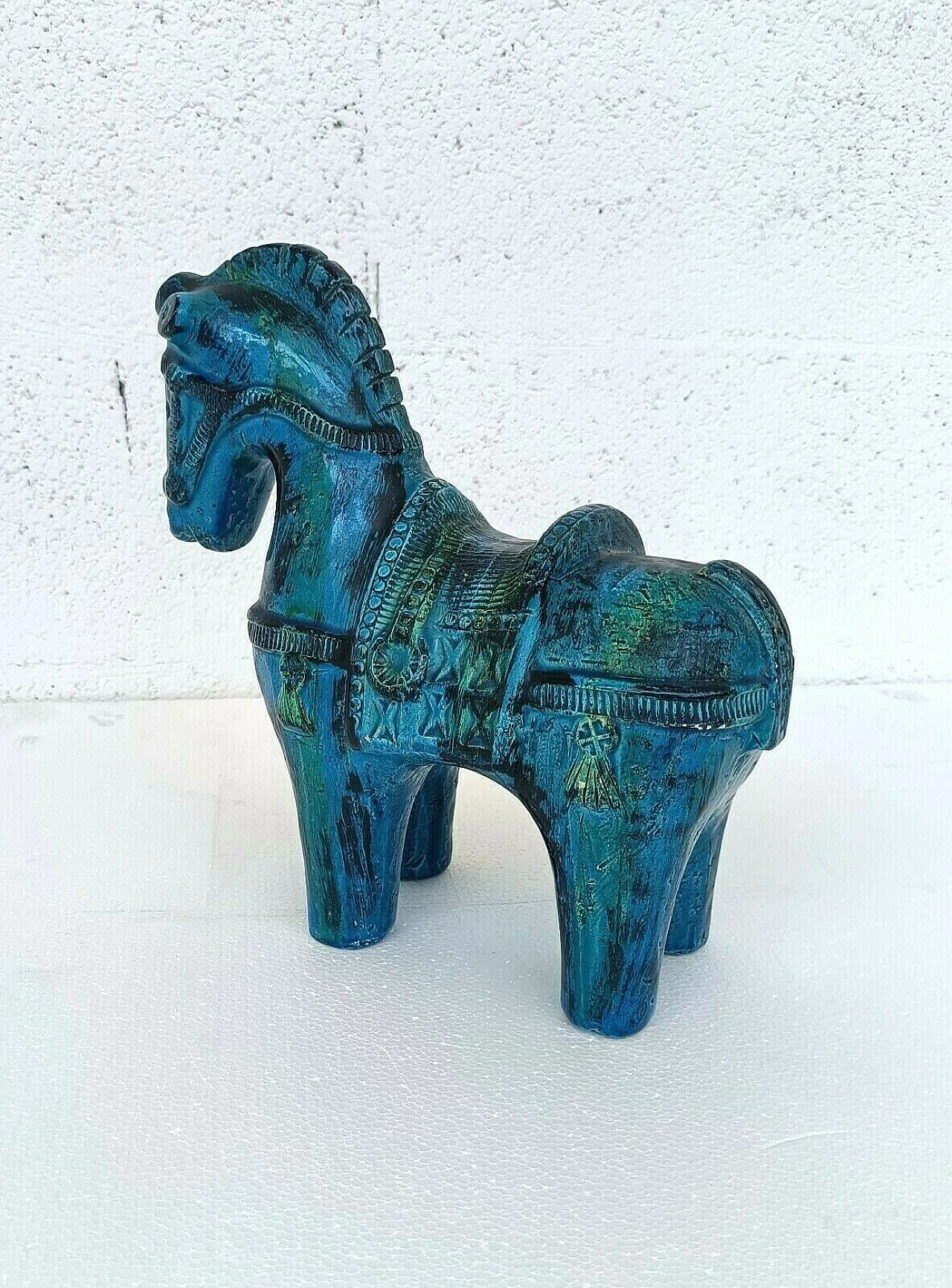 Cavallino Rimini blu in ceramica smaltata di Aldo Londi per Bitossi, anni '70 1256815