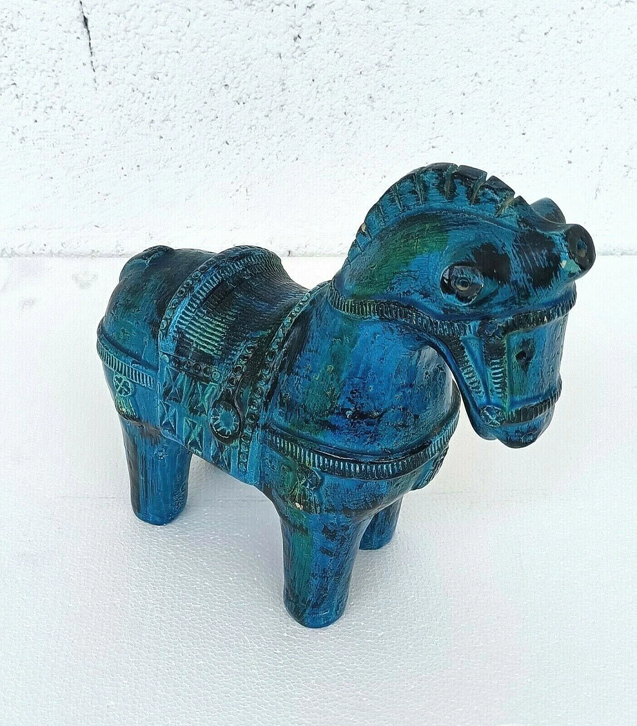 Rimini blue horse in glazed ceramic by Aldo Londi for Bitossi, 70s 1256817