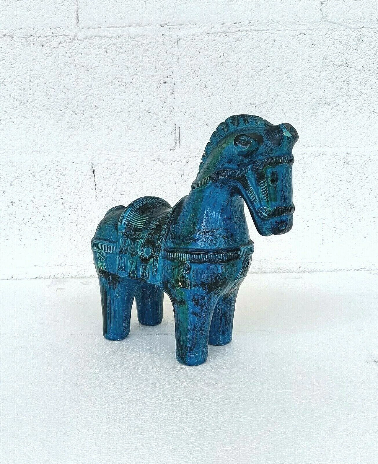 Cavallino Rimini blu in ceramica smaltata di Aldo Londi per Bitossi, anni '70 1256819