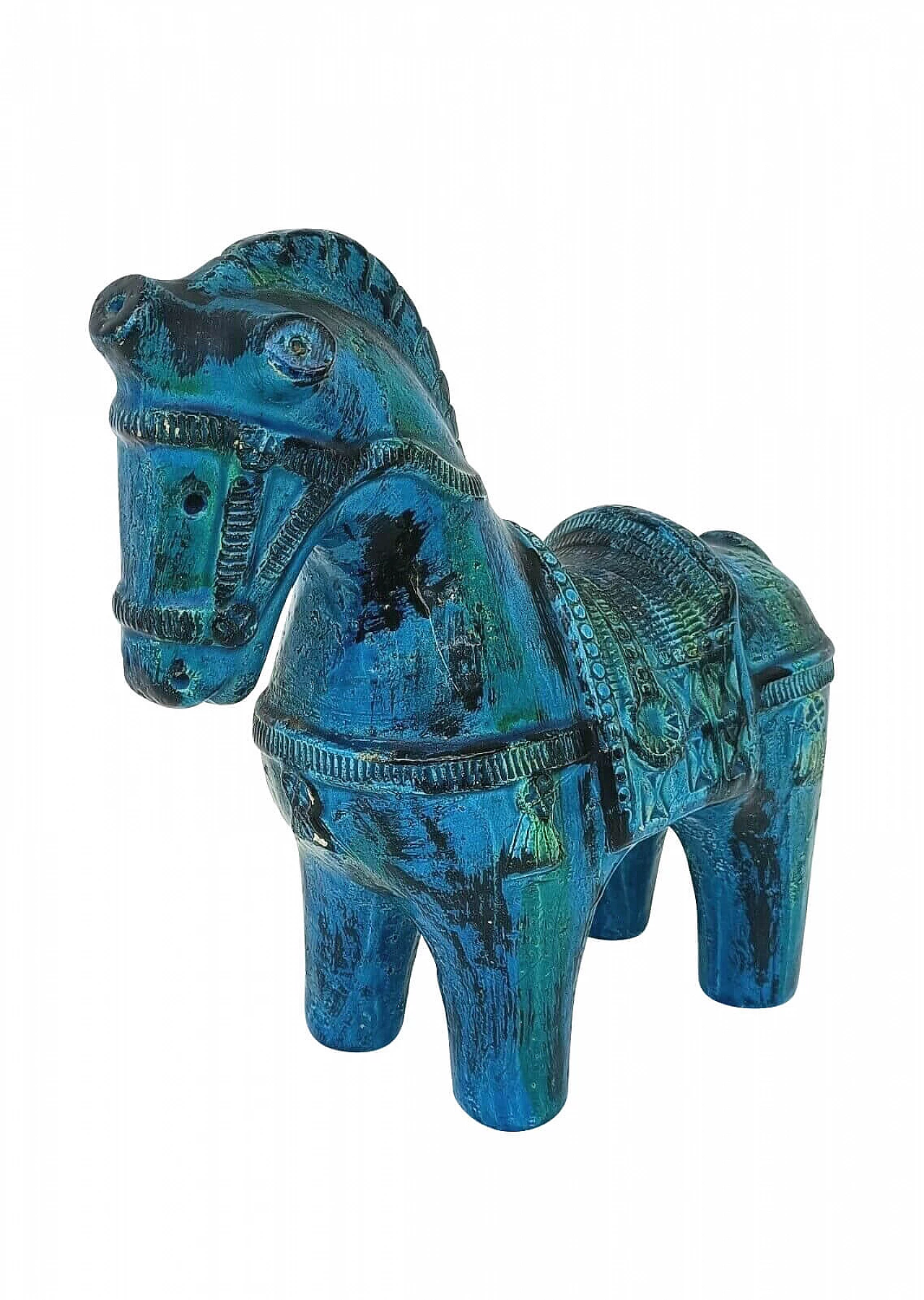 Cavallino Rimini blu in ceramica smaltata di Aldo Londi per Bitossi, anni '70 1256917