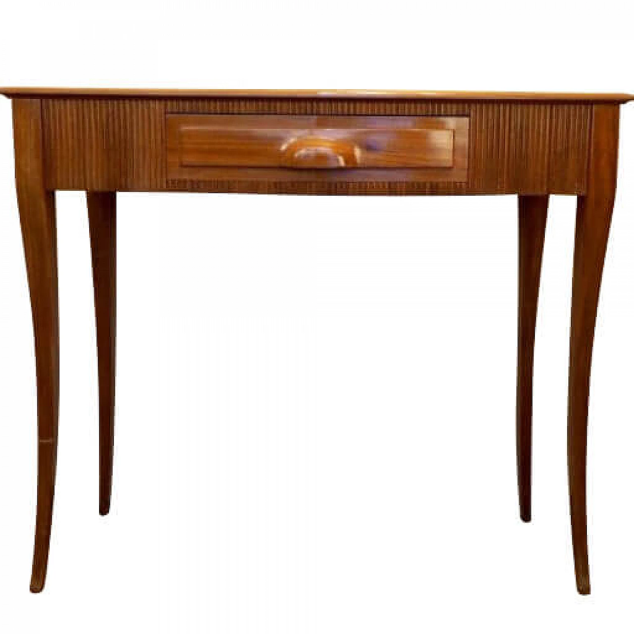 Art Deco console table in walnut veneer with opaline glass top, 40s 1257209