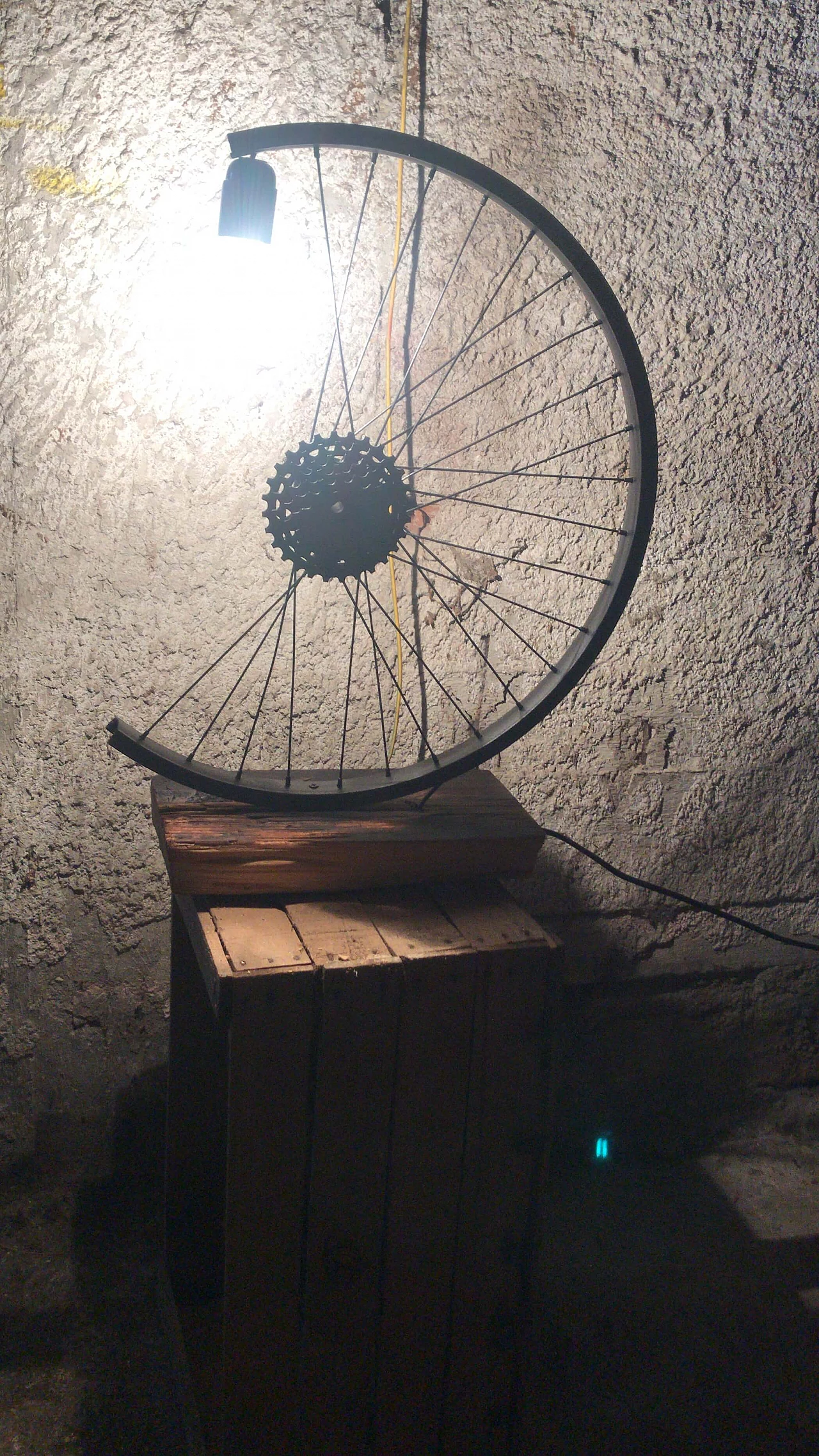 Upcycled table lamp with bicycle wheel, 2000s 1257250