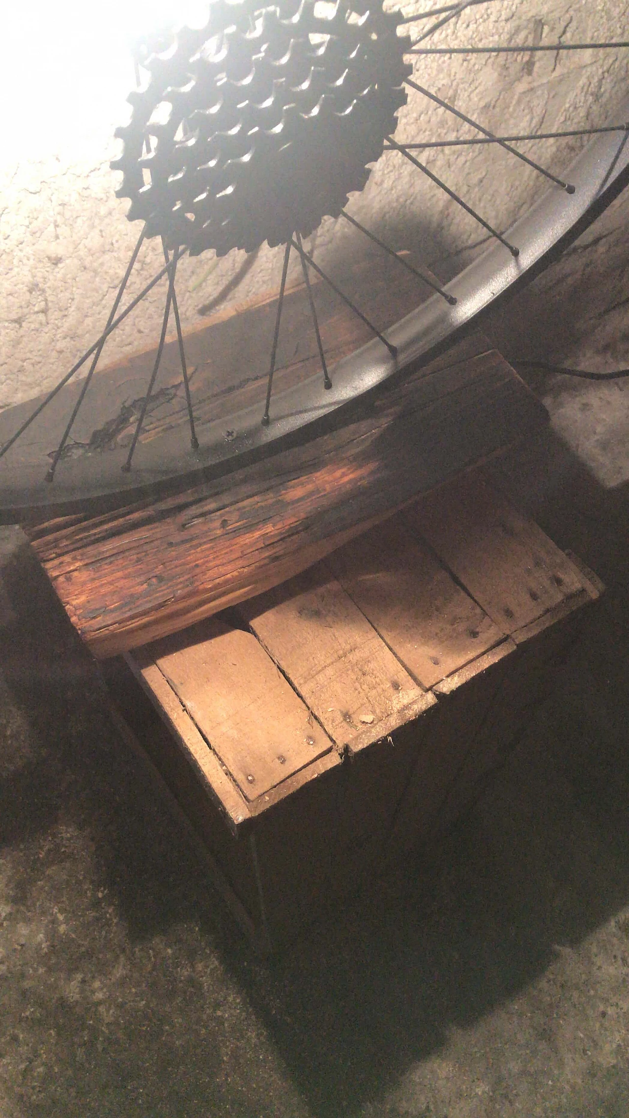 Upcycled table lamp with bicycle wheel, 2000s 1257251