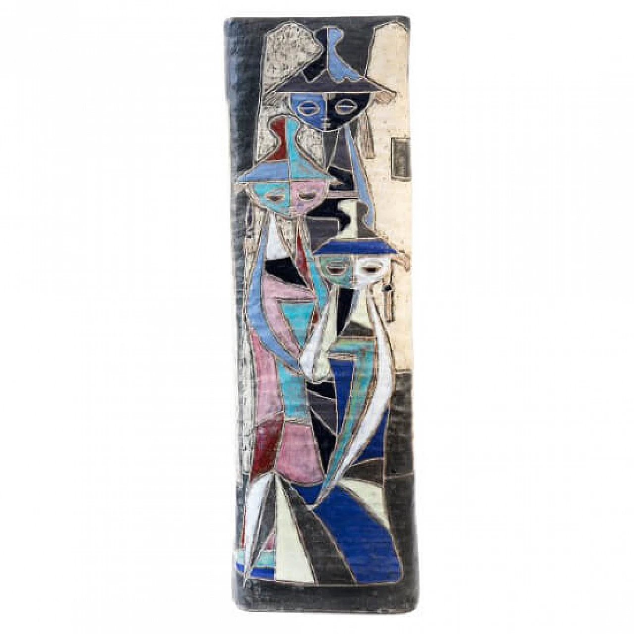 Vase in glazed majolica painted on 4 sides by Marcello Fantoni, 50s 1257307
