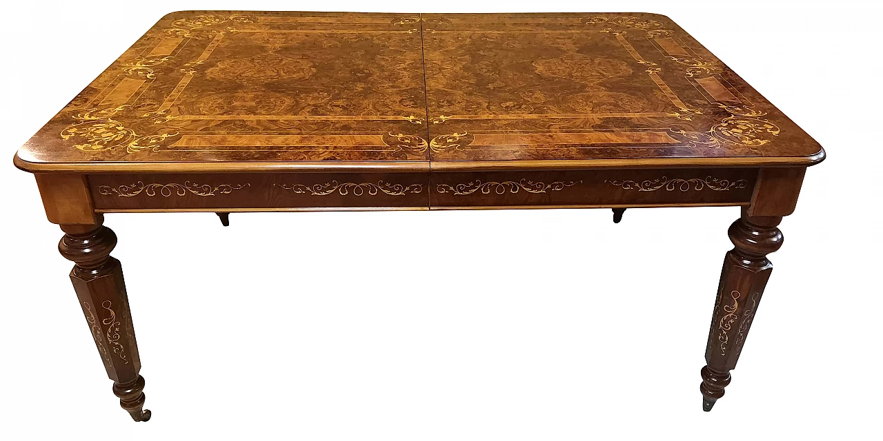 Tavolo inglese allungabile in noce di Persia, inizio '900 1257309