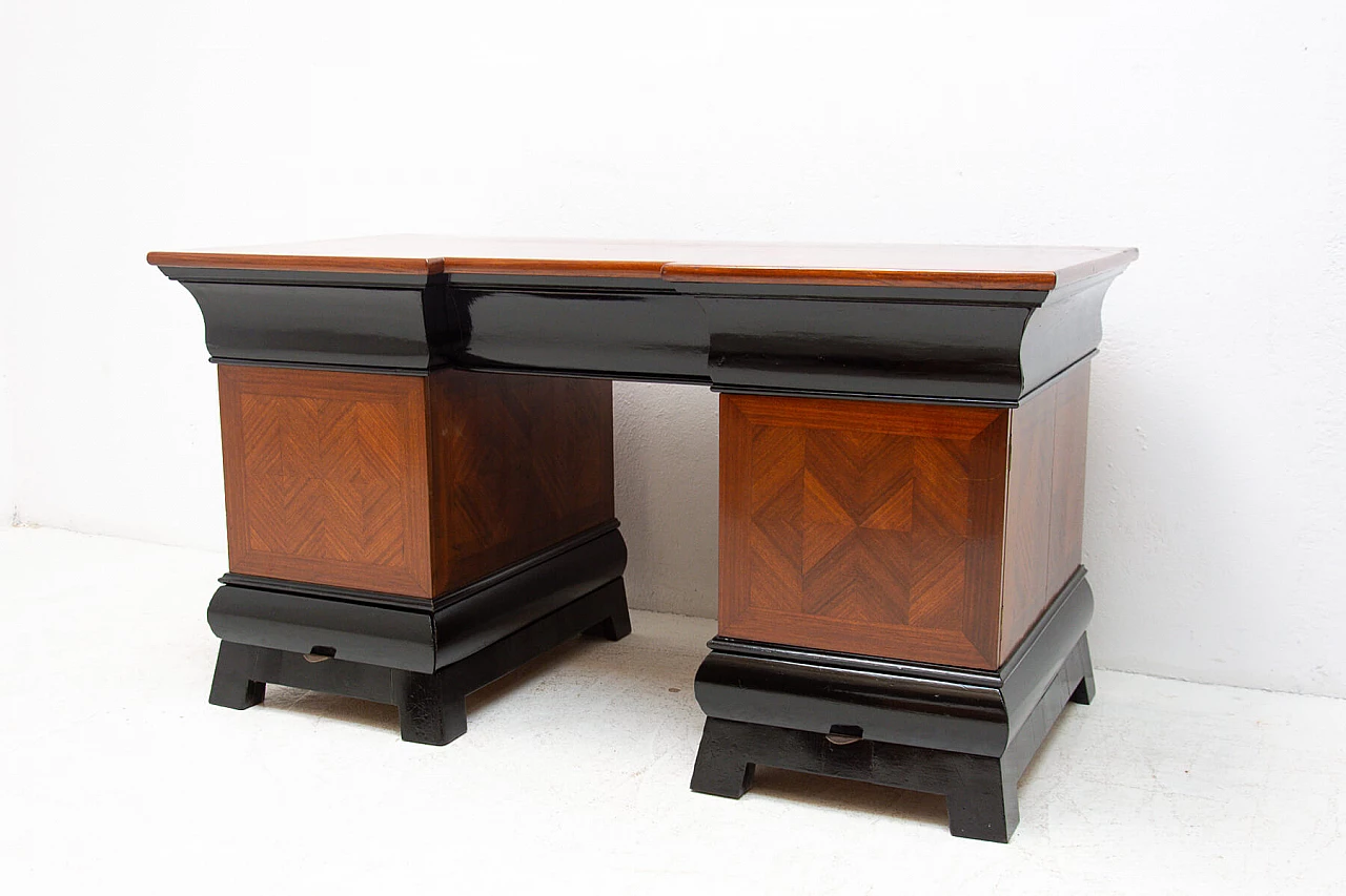 Scrivania Art Dèco in faggio e mogano, Boemia, anni '30 1257548