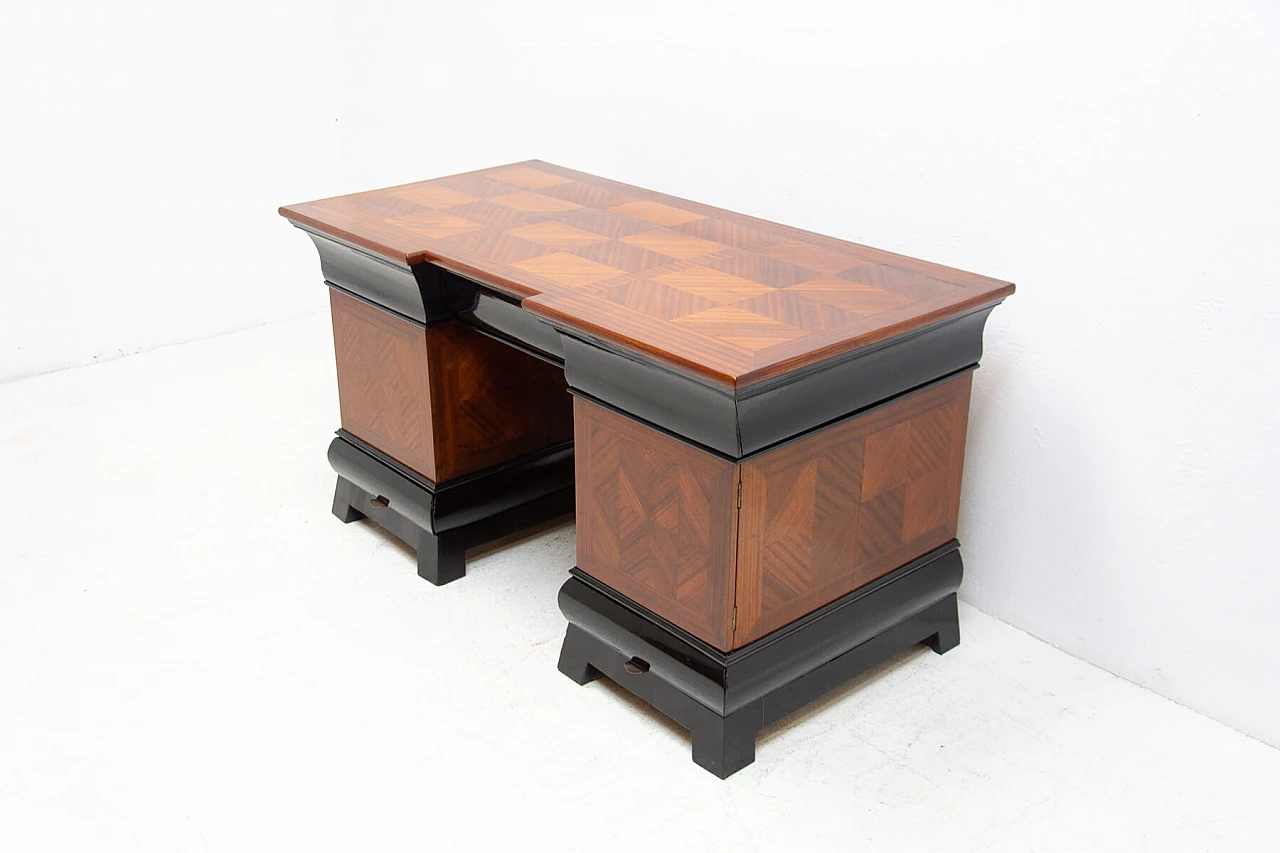 Scrivania Art Dèco in faggio e mogano, Boemia, anni '30 1257549