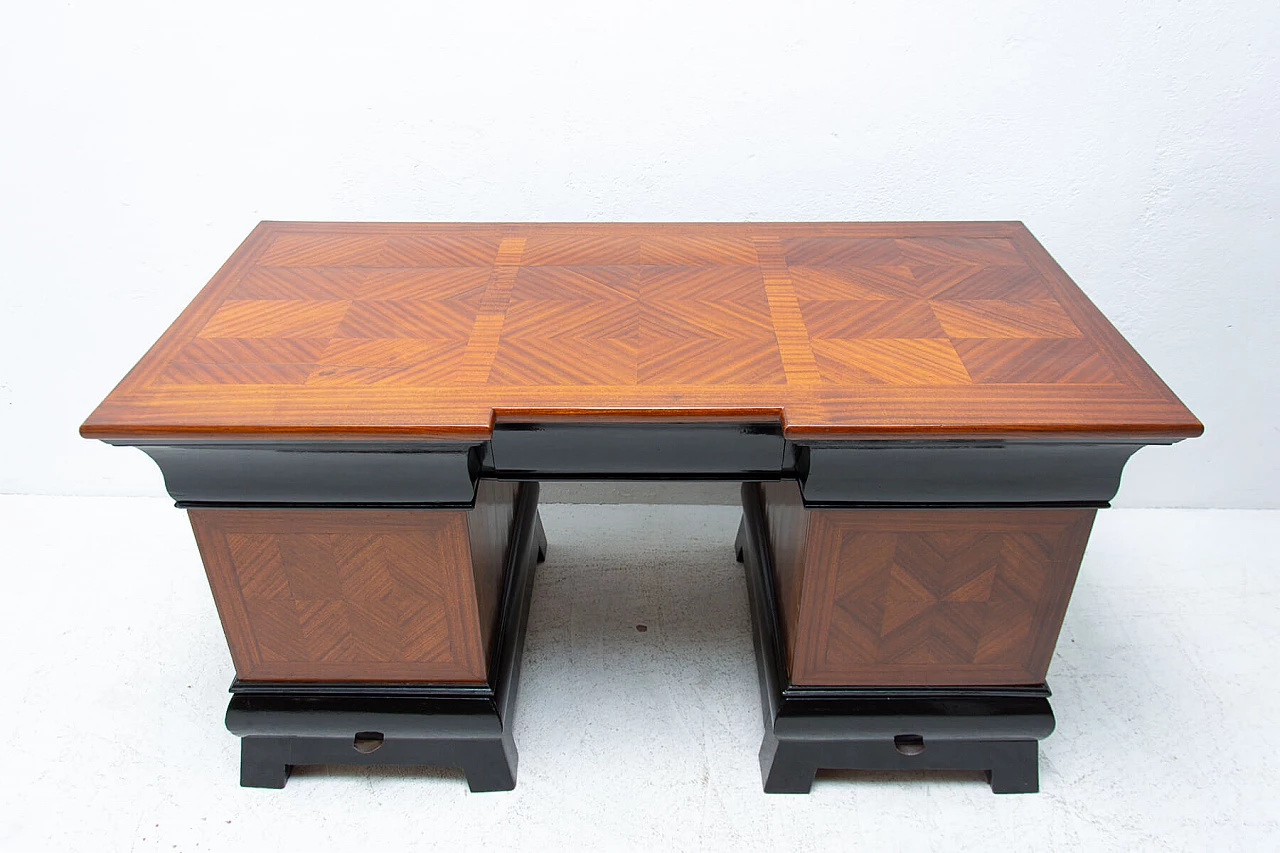 Scrivania Art Dèco in faggio e mogano, Boemia, anni '30 1257551