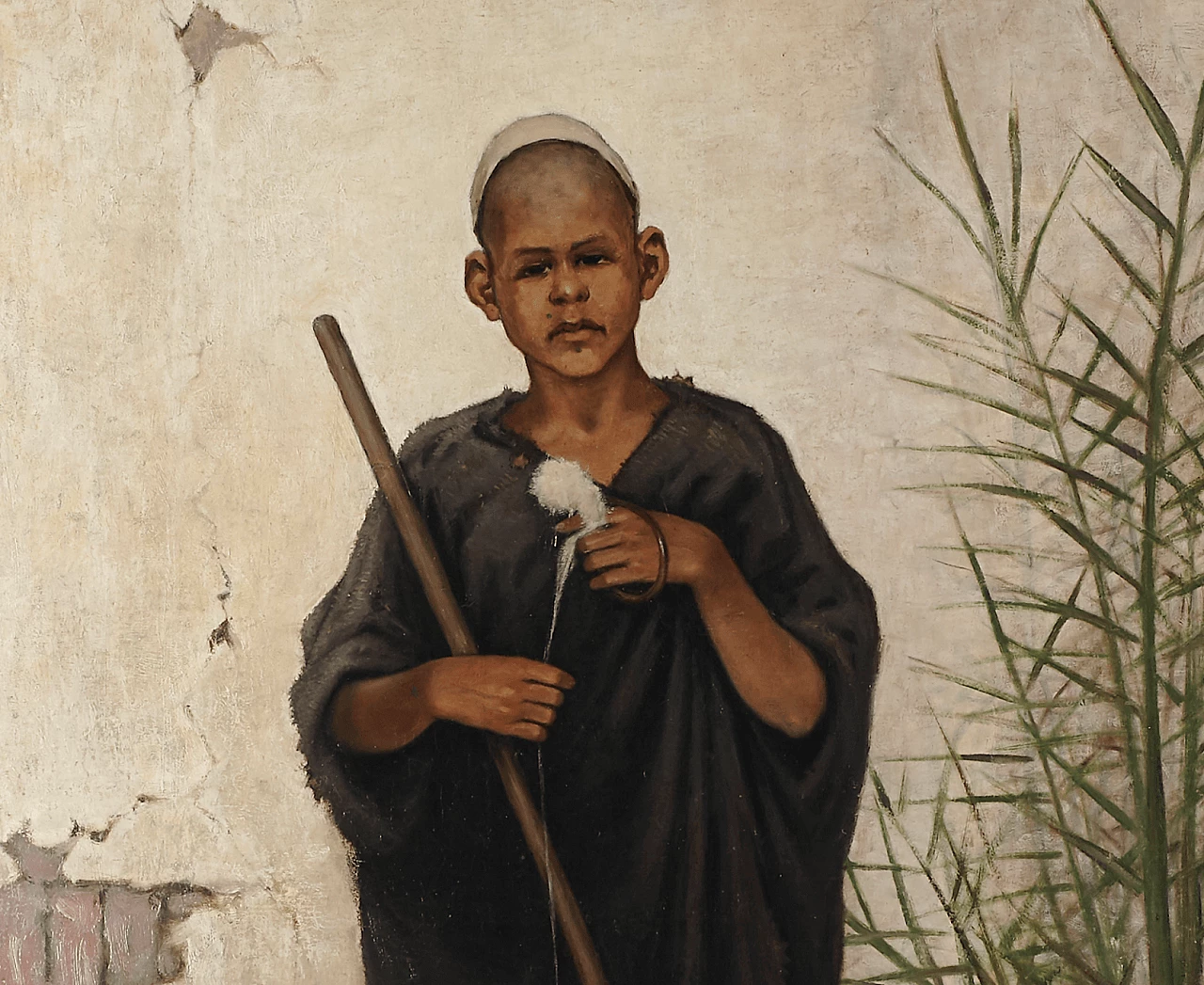 Dipinto ad olio con ragazzo di Abou Kongras, 1867 1257664