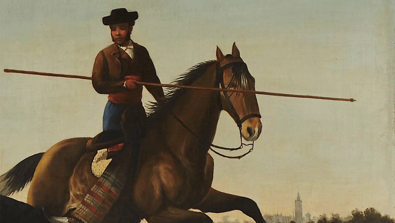 Oil painting with Free Bullfight running, dated 1899 1257665