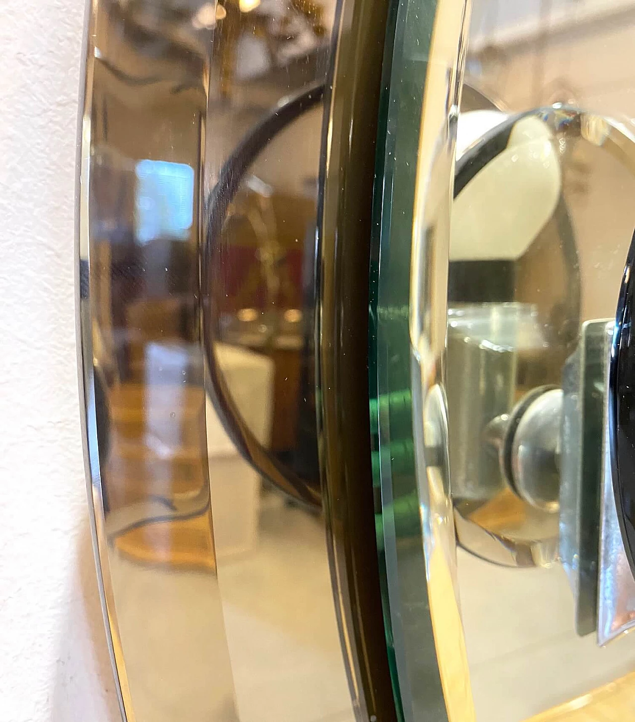 Round mirror with wall sconces, 70s 1257706