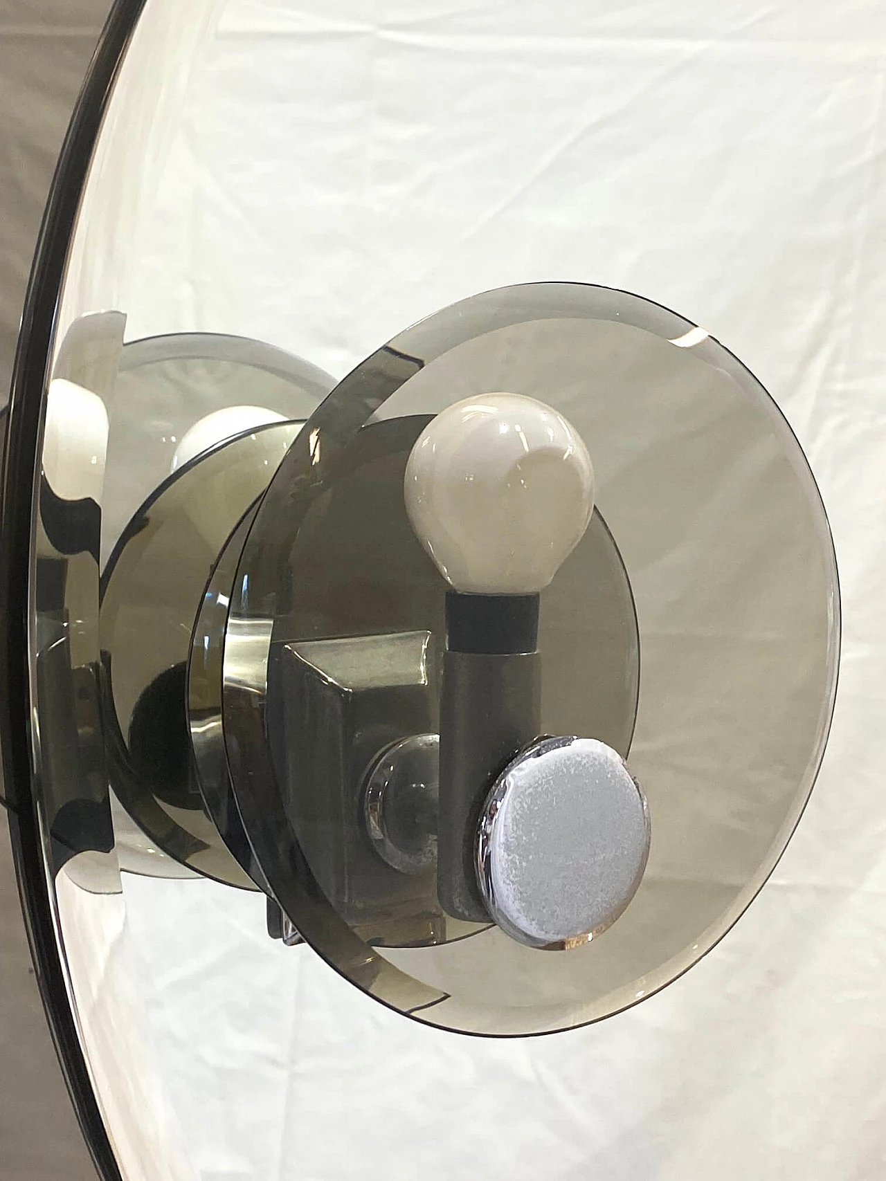 Round mirror with wall sconces, 70s 1257710