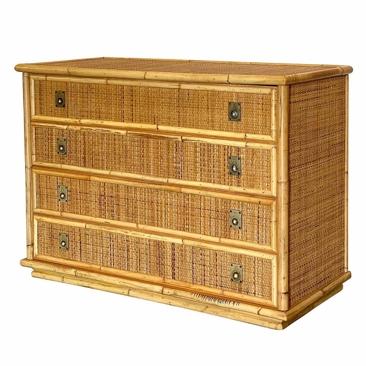 Dal Vera chest of drawers in bamboo and wicker, 1970s 1257836