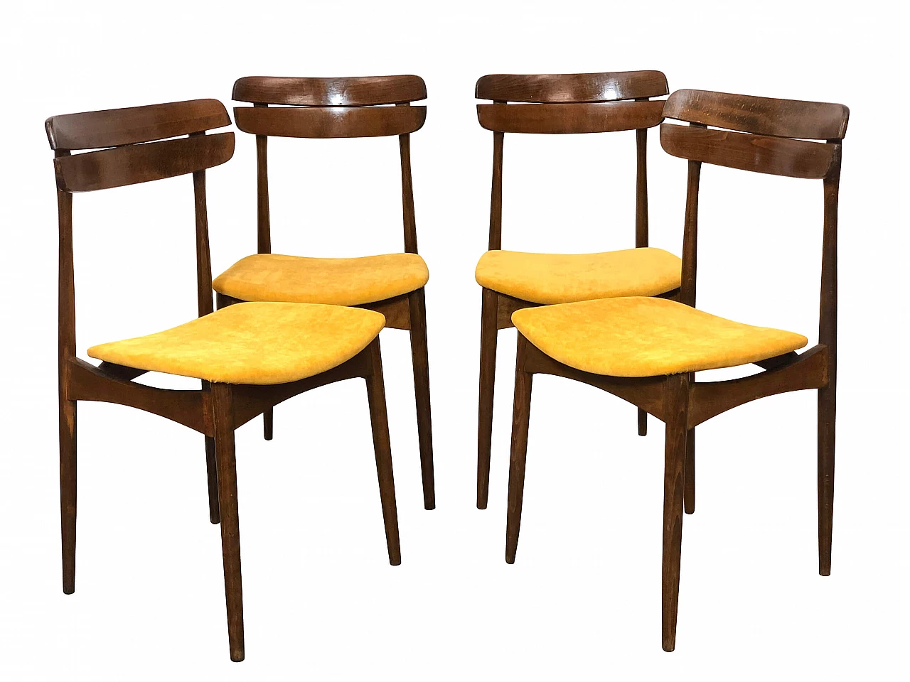 4 Sedie scandinave in noce e teak, anni '60 1257860